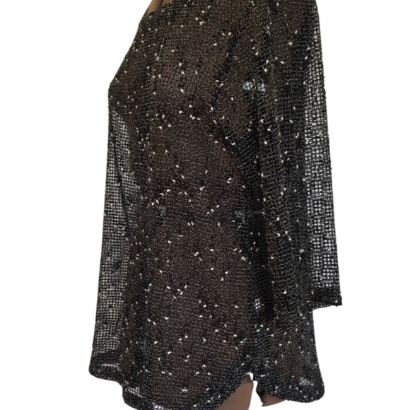 LULA B Black Mesh 2 Top Set with Silver Concho Buttons - Picture 5 of 15